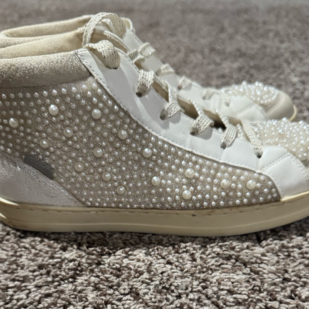 Rampage Cream Pearl-Embellished Sneakers